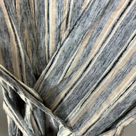 2/$30 Susina Size Small Faux Wrap Sundress Dress Short Sleeve Cotton Striped - Picture 11 of 11